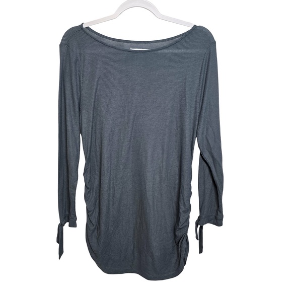 Motherhood Maternity Tops - Motherhood Maternity Ribbed Knit Side Tie Long Sleeve Top Gray Size XL